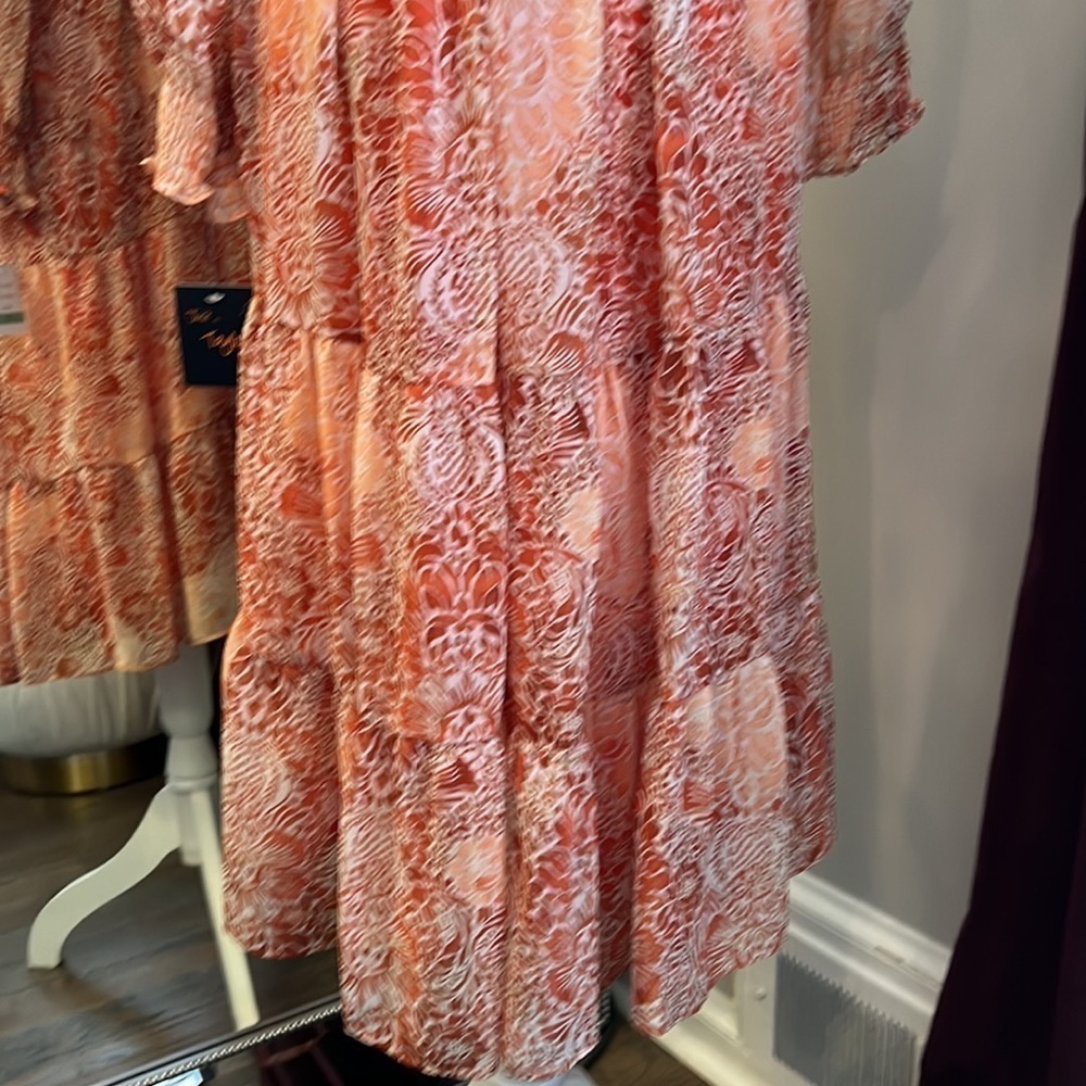 NWT Just Taylor Orange Floral V-Neck Long-sleeve Dress Size 8 - Picture 7 of 12